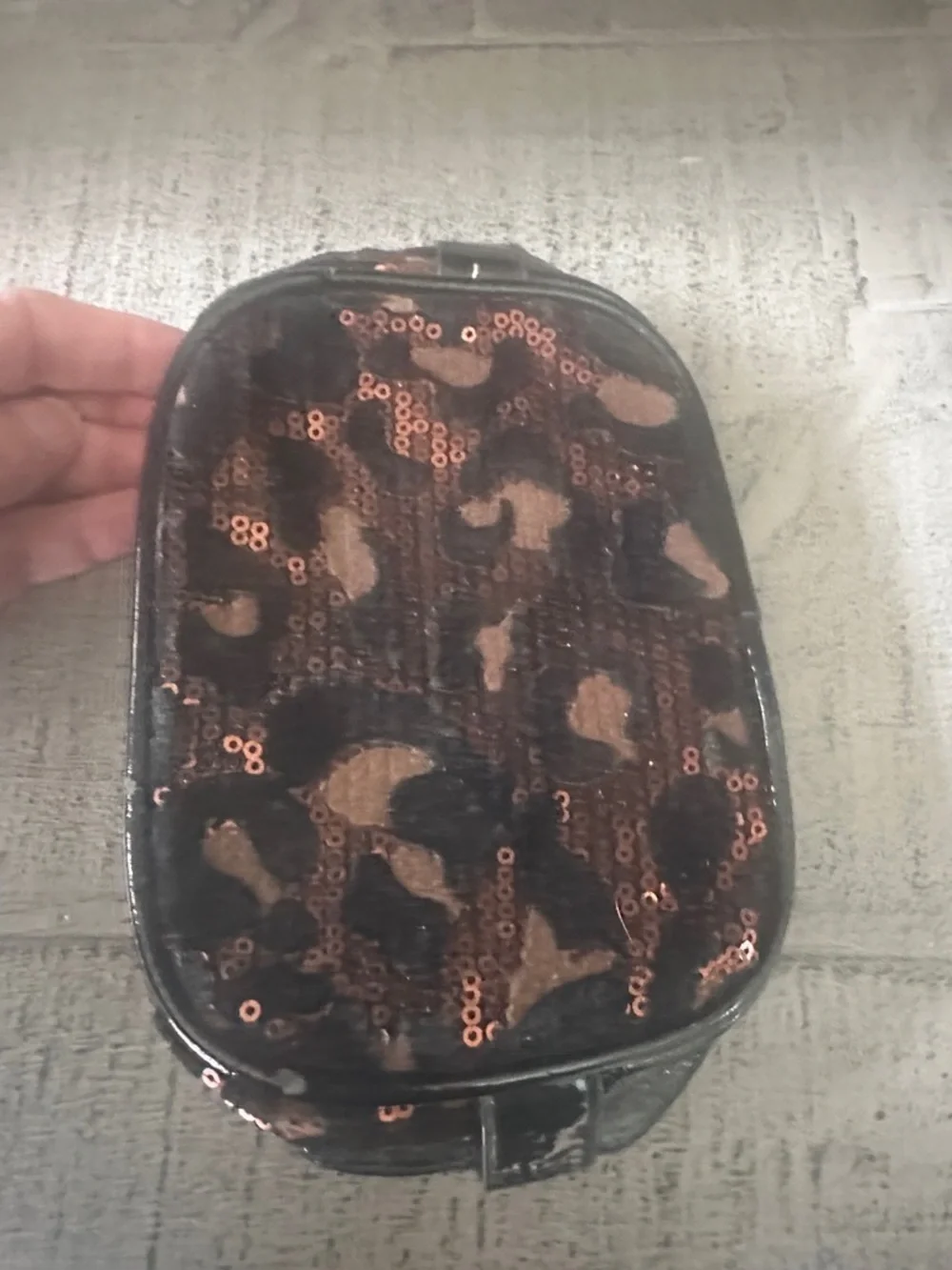 Betsey Johnson leopard Sequin Cosmetic Pouch